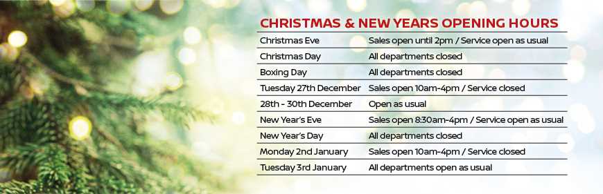 Christmas & New Year opening times 