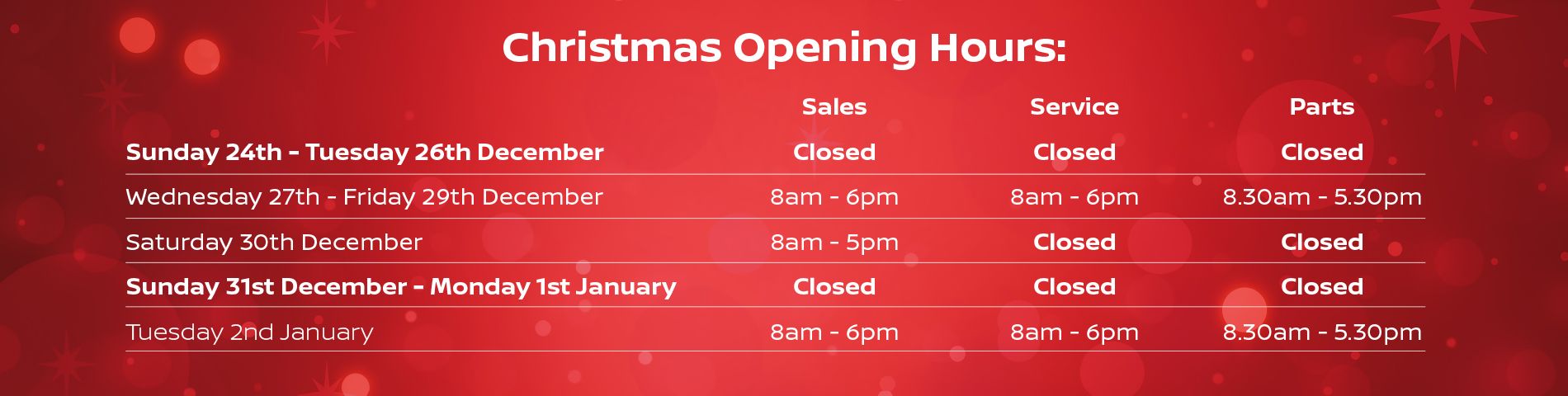 Christmas Opening Time
