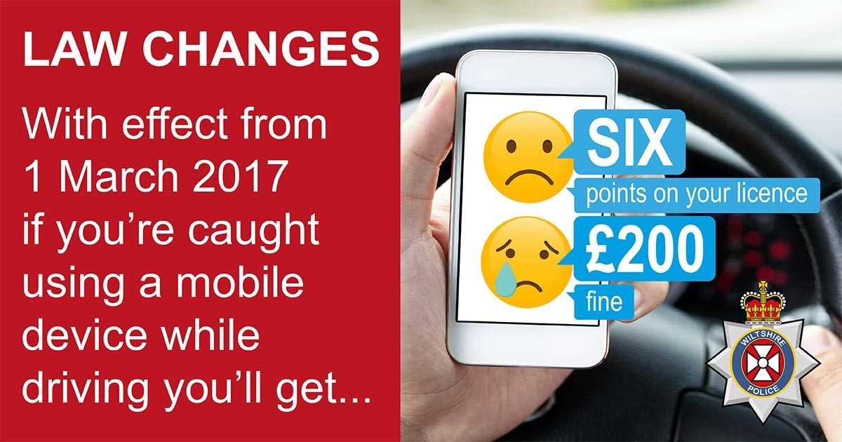 Six point & £200 fine if caught on phone whilst driving 